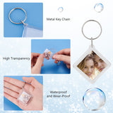 30Pcs Transparent Acrylic Photo Frame Keychain, with Alloy Findings, Rhombus, Clear, 7.55cm