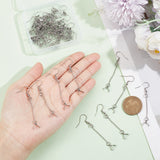 50Pcs 304 Stainless Steel Earring Hooks, Ear Wire with Pinch Bails & Ear Nut, Stainless Steel Color, 22 Gauge, 62mm, Pin: 0.6mm
