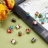16Pcs 4 Colors Alloy Bead Caps, with Enamel, 5-Petal, Mixed Color, 11x8mm, Hole: 2mm, 4pcs/color