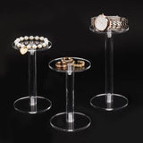 3Pcs 3 styles Acrylic Round Acrylic Jewelry/Watch Display Pedestal Riser Stands, Clear, 1pc/style