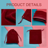 Rectangle Velvet Pouches, Candy Gift Bags Christmas Party Wedding Favors Bags, Dark Red, 12x10cm