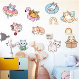 PVC Wall Stickers, Rectangle, for Home Living Room Bedroom Decoration, Cat Pattern, 350x1160mm