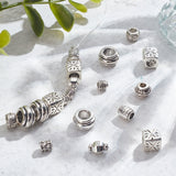 196Pcs 10 Style Tibetan Style Alloy Beads, Rondelle & Barrel & Column & Tubbish, Antique Silver, 5~12x3~9mm, Hole: 1~6.5mm, 20pcs/style