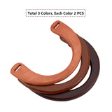 Dyed Wood Bag Handles, for Bag Handles Replacement Accessories, Mixed Color, 123.5x185x8.5mm, Hole: 5.5x22.5mm, 3 colors, 2pcs/color, 6pcs/set