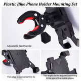 Plastic Bike Phone Holder Mounting Set, Handlebar Phone Mount Clamp for Motorcycle Electric Scooter, Black, packaging: 140x132x65mm