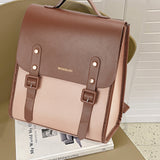 DIY PU Leather Sew on Backpack Kits, including Fabric, Adjustable Shoulder Strap, Magnetic Clasp, Thread, Needle, Saddle Brown, Finished Product: 27x15x31cm