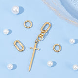 4Pcs 2 Styles Ion Plating(IP) 304 Stainless Steel Spring Gate Rings, Round Ring & Oval, Golden, 12x2.3mm, 2pcs/style