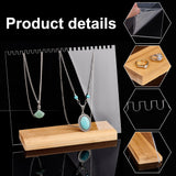 Acrylic Necklace Display Planks, with Wood Base, Organizer Holder for Necklaces, Rectangle, Clear, Finished Product: 7.1x25x21cm
