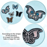 5Pcs 5 Style Butterfly Felt Appliques, with Plastic Rhinestone & Beads, Costume Accessories, Sewing Craft Decoration, Mixed Color, 42~59x52~103x7~8mm, 1pc/style