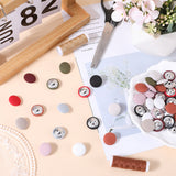 60Pcs 10 Styles 1-Hole Cloth Buttons, with Aluminium Findings, Flat Round Button, Mixed Color, 19x8~9mm, Hole: 2~3x2.5~3mm, 6pcs/style