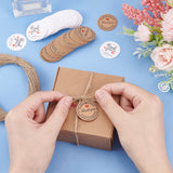 2Sets 2 Styles Cardboard Paper Price Tags, with Hemp Cord, Flat Round with Word Thank You, Mixed Color, Price Tag: 3cm, 100pcs/style; Cord: 1mm, 20m/style