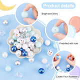 1 Set Mixed Style Acrylic Round Beads Sets, Light Sky Blue, 19~20mm, Hole: 2mm, about 50pcs/bag