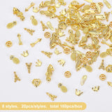 Alloy Cabochons, Epoxy Resin Supplies Filling Accessories, for Resin Jewelry Making, Mixed Shapes, Golden, 120pcs/box