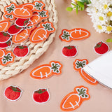 28Pcs 2 Style Tomato & Carrot Non Woven Fabric Embroidery Iron on Applique Patch, Sewing Craft Decoration, Vegetable Pattern, 25~55x26~29x2~2.5mm, 14pcs/style