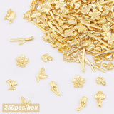 Alloy Enamel DIY Pieces, DIY Accessories, Mixed Shapes, Golden, 7.2~14x4~8.5x1.5~2mm, 250pcs/box