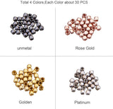 Cube Brass Spacer Beads, Mixed Color, 3x3x3mm, Hole: 2mm, 30pcs/color, 120pcs/box