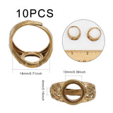 10Pcs Adjustable Brass Finger Rings Components, Ring Settings, Cadmium Free & Lead Free, Flat Round, Raw(Unplated), US Size 7 3/4(17.9mm), Tray: 10mm