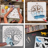 PET Hollow Out Drawing Painting Stencils, for DIY Scrapbook, Photo Album, Tree of Life Pattern, 30x30cm