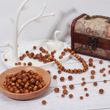 300Pcs 3 Styles Round Natural Wood Beads, Dyed, Lead Free, BurlyWood, 6~10x5~9mm, Hole: 2~3.5mm, 100pcs/style