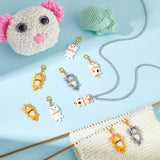 Cat Pendant Stitch Markers, Opaque Resin Crochet Lobster Clasp Charms, Locking Stitch Marker with Wine Glass Charm Ring, Mixed Color, 4.2cm, 4 colors, 3pcs/color, 12pcs/set