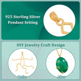 1Pc 925 Sterling Silver 5 Claw Prongs Pendant Blank Oval Shape Cabochon Settings, Easy Mount Claw Settings, for Irregular Inlaid Amber Beeswax, with 925 Stamp, Matte Gold Color, 33x33x1mm, Hole: 3x4.5mm