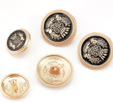 80Pcs 2 Style 1-Hole Alloy Buttons, Half Round with Crown & Badge, with Enamel, for Sewing Crafting, Matte Rose Gold Color, 40pcs/style