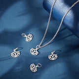 5Pcs 925 Sterling Silver Charms, with Jump Ring, with 925 Stamp, Hollow Lotus, Silver, 10.5x11x1mm, Hole: 4mm