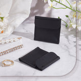 Cowhide Ring Storage Bags, Jewelry Pouches for Rings, Square, Black, 5.8x5.85x0.6cm