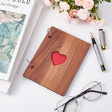 6 Inch Hollow Heart Wooden Cover Loose-leaf Scrapbooking Photo Album, 30 Black Pages DIY Handmade Picture Albums, for Memory Book, Saddle Brown, 161x120x3mm