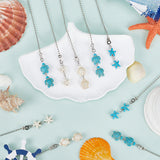 Synthetic Turquoise Ceiling Fan Pull Chain Extenders, Starfish & Sea Turtle Pendant Decoration, with Iron Ball Chains, Mixed Color, 36~36.3cm, 2 style, 6pcs/style, 12pcs/set