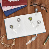 DIY Blank Dome Bookmark Making Kit, Including Zinc Alloy & Iron Bookmarks Settings, Glass Cabochons, Antique Silver, 12Pcs/box