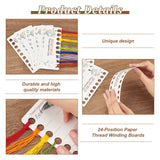 24-Position Paper Thread Winding Boards, Floss Bobbins, for Cross Stitch Embroidery Thread Storage, Rectangle, Flower, 150x70x1mm, Hole: 10.5mm