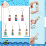 Luminous Beaded in Glass Bottle Pendant Keychain, with Natural Spiral Shell Beads and Iron Split Key Rings, for Keychain, Purse, Backpack Ornament, Mixed Color, 12cm, 7 colors, 1pc/color, 7pcs/box