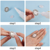 DIY Ring Making, with Vintage Adjustable Iron Finger Ring Components and Natural/Synthetic Gemstone Cabochons, Antique Silver