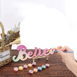 Laser Cut Unfinished Basswood Wall Decoration, for Kids Painting Craft, Home Decoration, Word Believe, Word, 9x30x0.5cm
