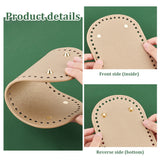 4Pcs 4 Colors Oval PU Leather Knitting Crochet Bags Nail Bottom Shaper Pad, with Iron Nail, Mixed Color, 25.5x12x0.85cm, Hole: 5mm, 1pc/color