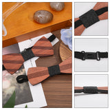 2Pcs 2 Style Adjustable Wood Bow Ties, with Polyester Band, Sienna, 290~492x9.5~10mm, 1pc/style