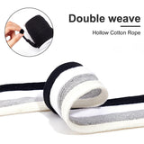 25M Flat Cotton Hollow Cord, Waist Cap Rope, for Clothing, with 1Pc Plastic Empty Spools, Black, 15x1.5mm, about 27.34 Yards(25m)/Roll