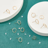 Brass Ear Stud Findings, Real 18K Gold Plated, Ring, Vacuum Packing, 12mm, Pin: 0.5mm, 20pcs/box