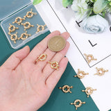 15 Sets Brass Spring Ring Clasps, with Bail Beads/Tube Bails, Nickel Free, Real 18K Gold Plated, 11.5mm, Hole: 2.5mm