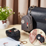 2Pcs 2 Colors PU Leather Mini Coin Bag for Women, Lipstick Printed Coin Purse Keychain for Girl Money Bags Earphone, Mixed Color, 16cm, 1pc/color