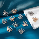 16pcs 2 Colors Crystal Rhinestone Crown Brooches, Alloy Rhinestone Lapel Pins for Backpack Clothes, Platinum & Light Gold, 21x25.5x9mm, 8pcs/color