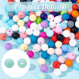 8 Sets 8 Styles Round Food Grade Eco-Friendly Silicone Beads Set, Chewing Beads For Teethers, DIY Nursing Necklaces Making, Mixed Color, 12mm, Hole: 2mm, 1 set/style