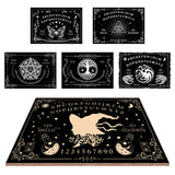Pendulum Dowsing Divination Board Set, Wooden Spirit Board Black Talking Board Game for Spirit Hunt Birthday Party Supplies with Planchette, Witch Pattern, 300x210x5mm, 2pcs/set