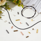 30 Sets 5 Colors Brass Bayonet Clasps, Column, Leather Cord Clasps Findings, Mixed Color, 17x4mm, Hole: 2.7mm, 6 sets/color
