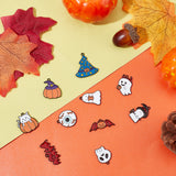 24 Pcs 12 Styles Halloween Theme Alloy Enamel Pendants, Mixed Shapes, Mixed Color, 2pcs/style