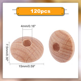 120Pcs Beech Wood Beads, Rondelle, BurlyWood, 15x7.5mm, Hole: 4mm