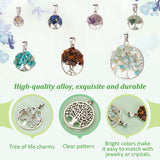 28Pcs 7 Styles Mixed Gemstone Pendants, Tree of Life Charms, with Antique Silver Alloy Findings, 13~38mm, 4pcs/style