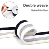 25M Flat Cotton Hollow Cord, Waist Cap Rope, for Clothing, with 1Pc Plastic Empty Spools, Black, 8mm, about 27.34 Yards(25m)/Roll