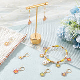 Alloy Enamel Sunflower Charms Locking Stitch Markers, with Golden Tone 304 Stainless Steel Ring, Mixed Color, 3.1cm, 6 colors, 2pcs/color, 12pcs/set